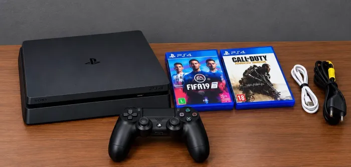 ? PS4 SLIM + 2 JOGOS + CONTROLE + ACESSÓRIOS