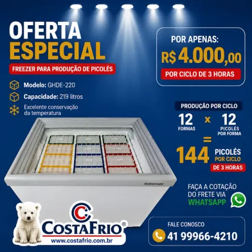 FREEZER PARA PRODUÇÃO DE PICOLÉS GELÔPAR GHDE-220 - COMPLETO