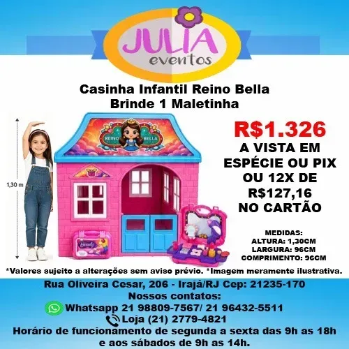 Casinha Infantil Reino Bella + Brinde 1 Maletinha