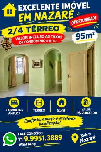 Nazaré 2/4 térreo excelente 95m²