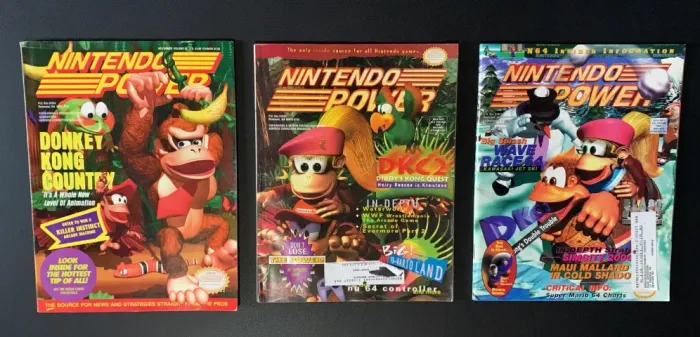 Nintendo Power Vol. 66, 79 e 90 - Donkey Kong Country 1, 2 e 3 (1994, 1995 e 1996)
