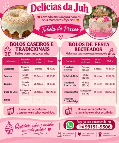 Bolos caseiros de fesfas