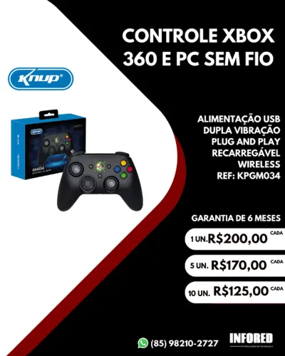 Controle sem fio para PC e XBOX 360