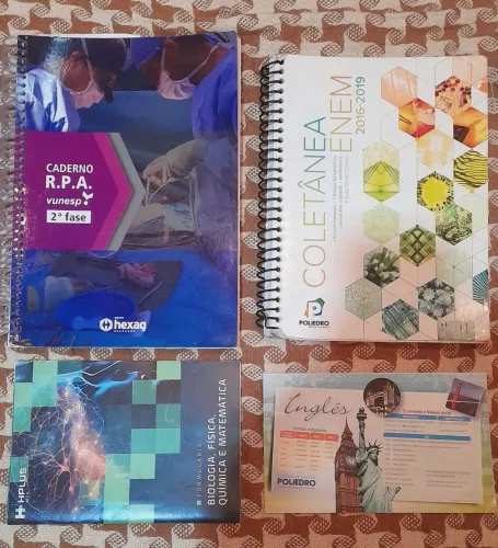 LIVROS POLIEDRO + HEXAG: COLETÂNEA ENEM + CADERNO 2° FASES VUNESP
