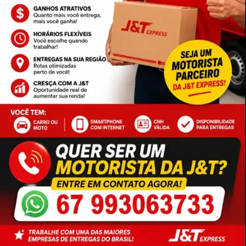 Venha ser motorista parceiro J&T EXPRESS
