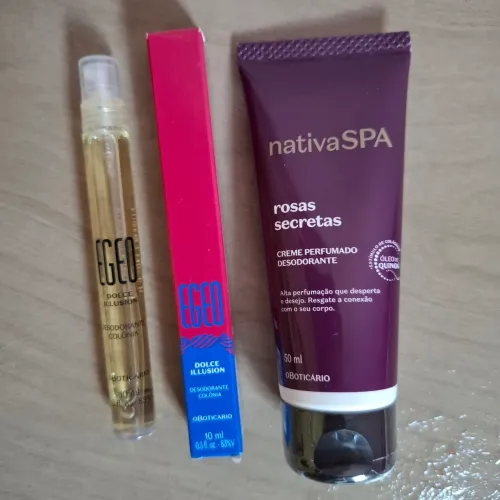 Perfume egeo dolce illusion e hidratante rosas secretas lançamentos o boticário