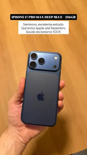 iPhone 17 Pro Max Deep Blue 256GB, Seminovo, com Garantia Apple até Dezembro