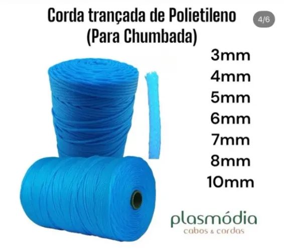 CORDA TRANÇADA DE POLIETILENO PLASMÓDIA - PARA CHUMBADA - A PARTIR DE R$ 2,00 METRO