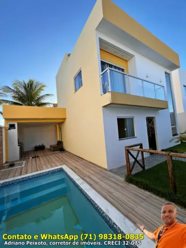 Casa em Arembepe Linha verde, energia solar, 3 quartos, piscina, quiosque, Condomínio