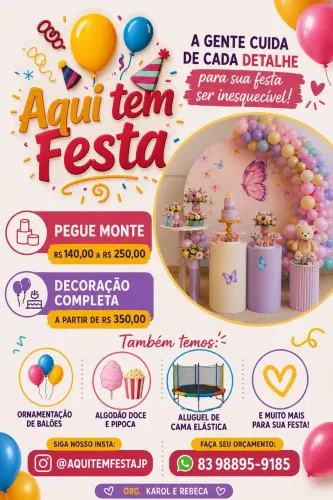 Decoração de festa | Pegue Monte | Algodão doce | Pula Pula