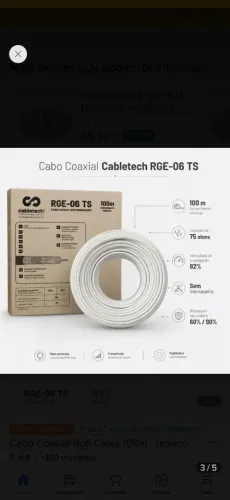Cabo coaxial para antena de satélite. 