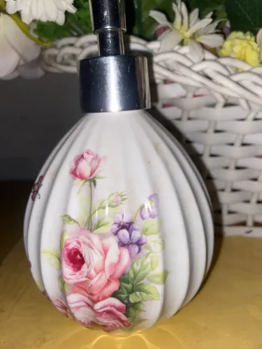 Dispenser para álcool ou sabonete líquido porcelana estampa floral
