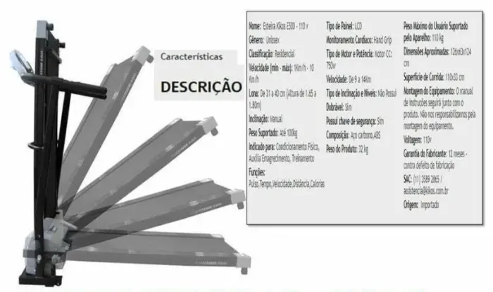Esteira Elétrica Dobravel 110v