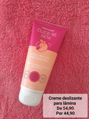 Creme deslizante para lâmina Cuide-se Bem Doçura na Pessegura 