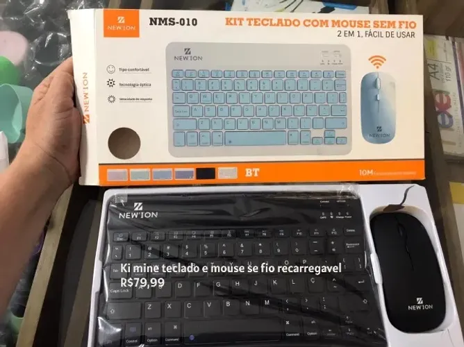 Teclado e mouse sem fio mine recarregavel