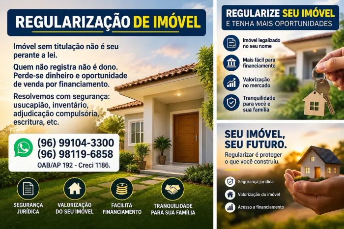 Regularização de imóveis.