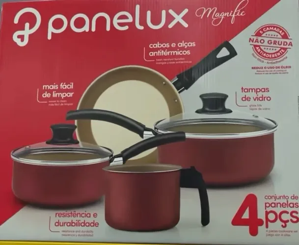 Jogo de Panelas Panelux 4 Peças Vermelho - Antiaderente