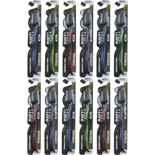 Escova De Dente Adulto Cerdas Macia Kit 12 pçs