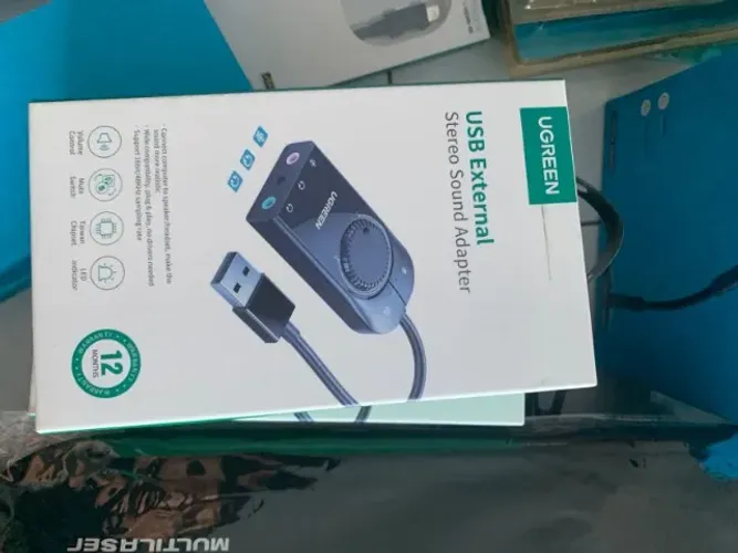 Adaptador Áudio Externo Ugreen 3 em 1 Interf. Usb 2.0 15cm