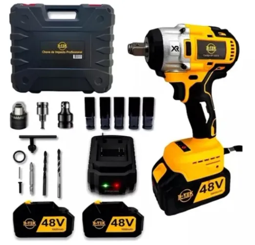 Parafusadeira Chave de Impacto Profissional BT-DZ13 Portátil 1/2" 48V com 2 Baterias 