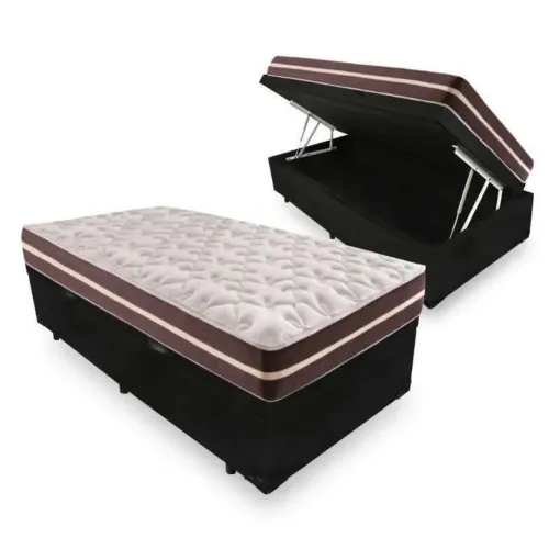 Cama Box solteiro baú + colchão de molas 
