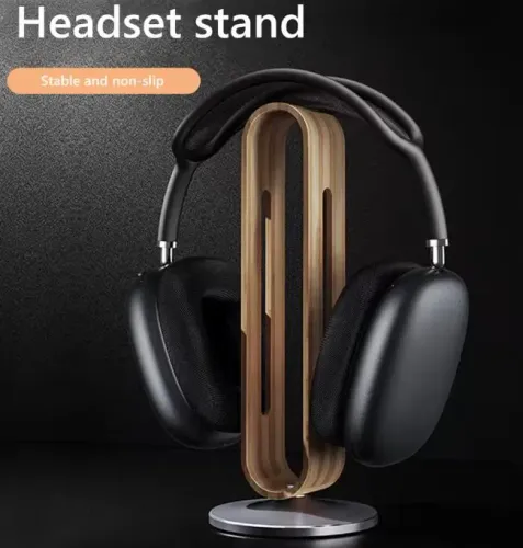 Suporte Madeira e Metal P/ HeadSet Fones de Ouvido