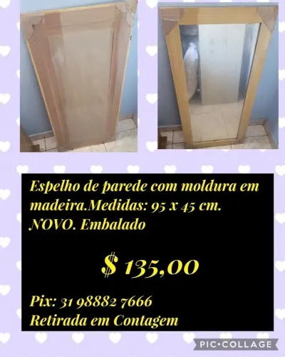 Espelho com moldura clara NOVO 