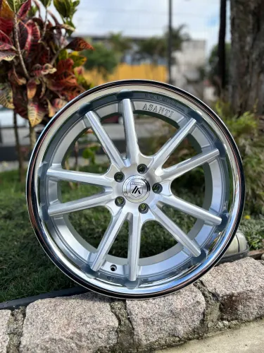 Jogo De Rodas Assant Prata Brilhante Borda Inox 5x112 - 20x9 Offset 35 