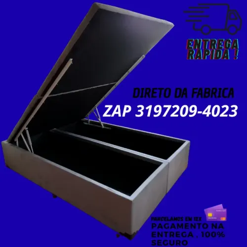 Cama Box Super King Baú 1.93x2.03 Blindado com Pistão a Gás