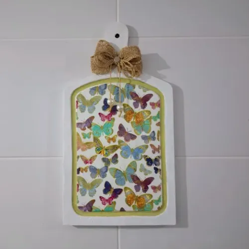 Tela Decoupage em Tábua de Carte Borboletas 22x40cm