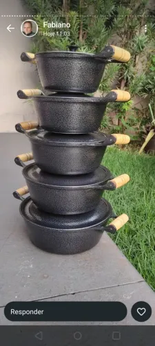 Conjunto de panela alumínio batido craquelada na promoção