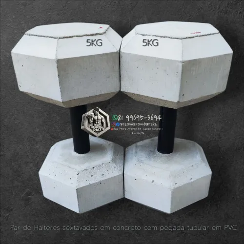 Par de Halteres 5kg (5+5kg) - Total 10kg - Concreto + pegada em PVC - R$ 60,00