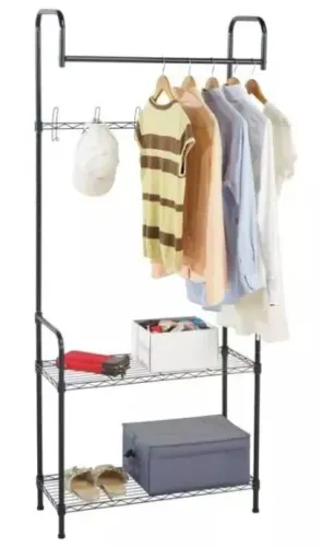 Arara de metal para closet com prateleiras 
