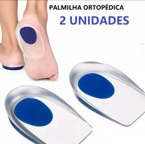 Conjunto 2 Palmilha Silicone Gel Ortopédica Esporão Calcanheira Calcanhar Transparente