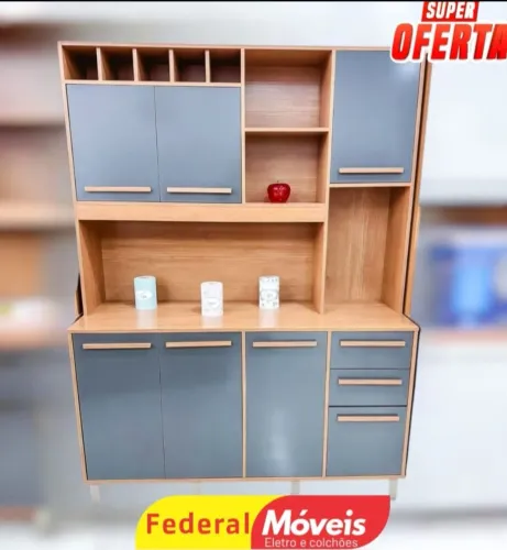 Armário para Cozinha com 7 Portas e 2 Gavetas - Praticidade e Qualidade
