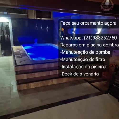 Manutenção e instalação de piscina de fibra