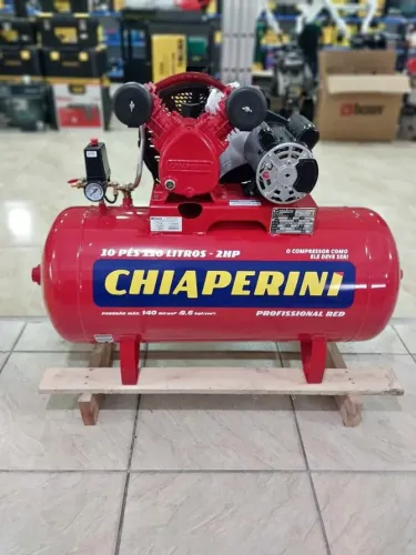 Compressor de Ar 110L Profissional 140 Libras 10pcm Motor 2.0cv Chiaperini (Novo)