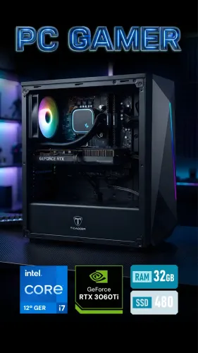 PC GAMER I7 12ª Gen + RTX 3060TI 8GB + 32GB RAM - RODA TUDO