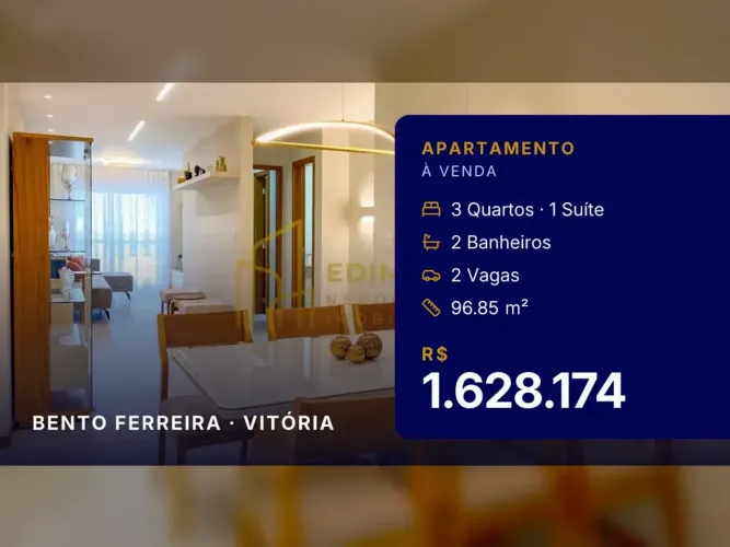 Seu novo lar em Bento Ferreira: apartamento de 3 quartos decorado!