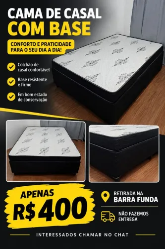 Vendo Cama de Casal com Base ( 1 ano de Uso)