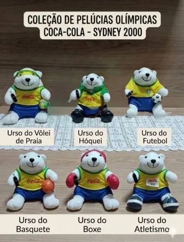 Lote Coleção De Pelúcias Olímpicas Coca-cola - Sydney 2000 (6 Ursos)