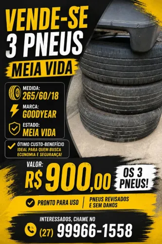3 pneus meia vida Goodyear muito bons