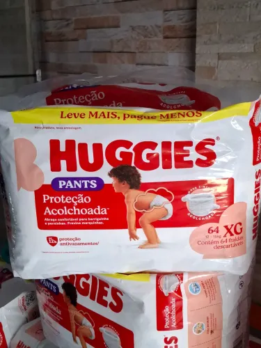 Fraldas Huggies pants XG pacote com 64 fraldas