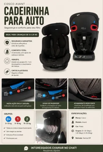 Cadeirinha para Auto Cosco Avant - 0 a 25 kg