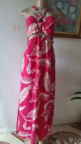 Vestido longo Rosa M detalhes