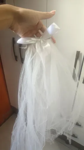 Vestido, laços e véu