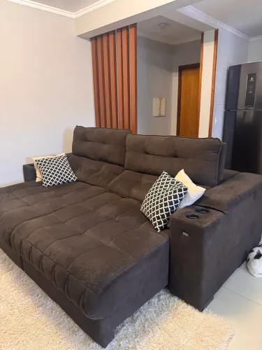 Sofa 4 Lugares 2.60M Retratil/Reclinavel Premier Tec Boucle Marrom Kappesberg