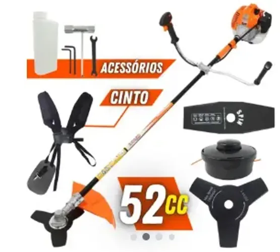 Roçadeira a Gasolina Vulcan VR520-H 2,5 hp 52cc Profissional com Acessórios Grátis