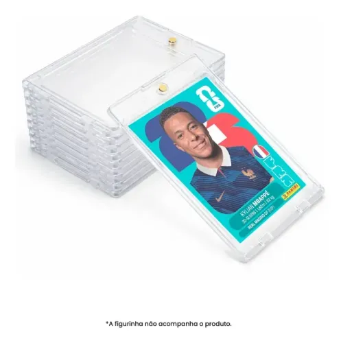 Kit 10 Mini Case Magnético P/ Figurinhas Copa 49 X 65mm BRA + 10 Sleeves