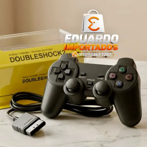 Controle DoubleShock 2 Preto para PS2 com Fio, playstation videogame